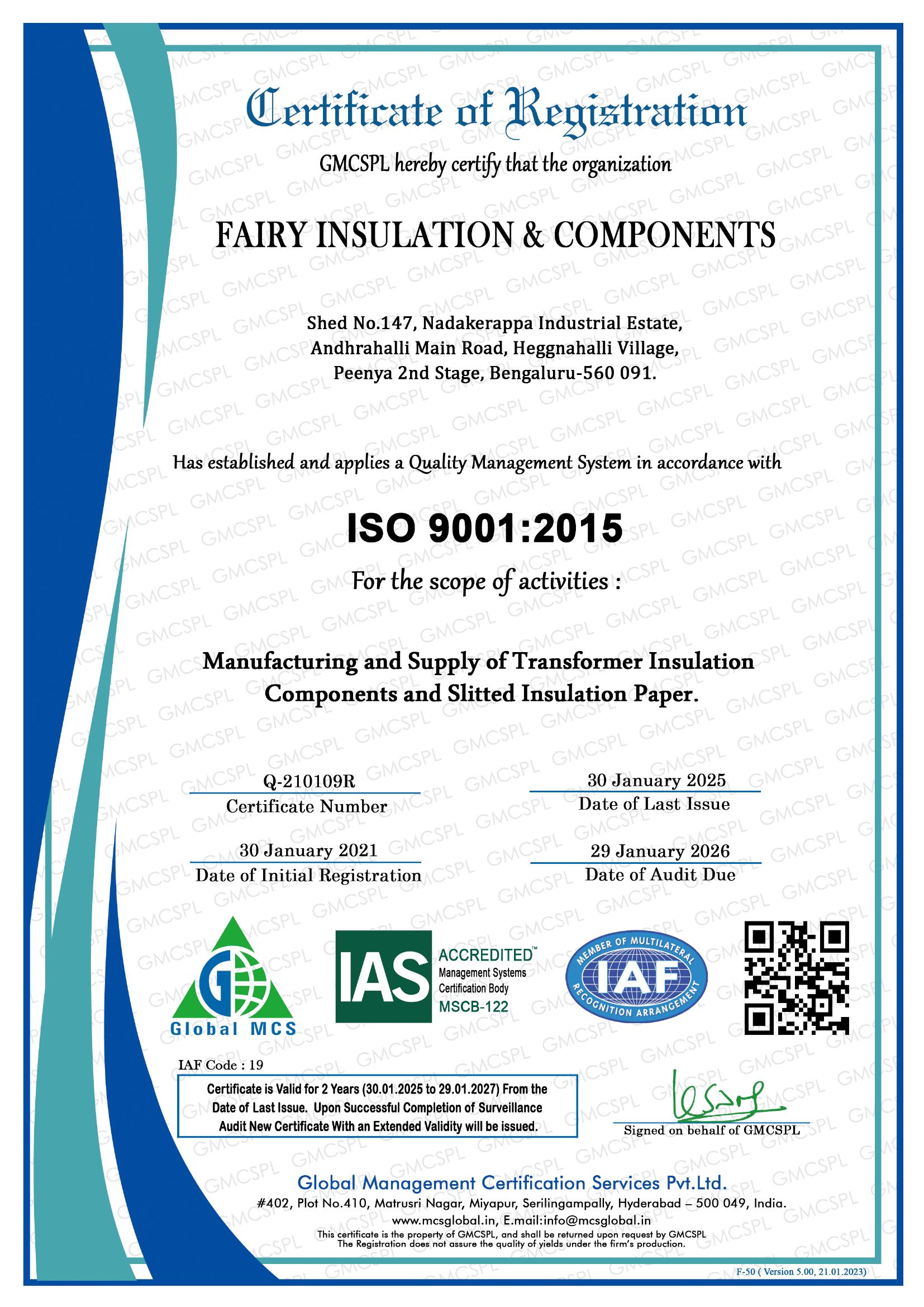 ISO 9001:2015 Certificate